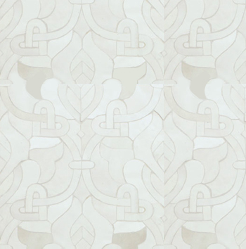 Mosaic House Moroccan tile Darj Tawriq 1 Display White,    solid zellige, mosaic, zellij, field, pattern, glaze, floral, intricate 